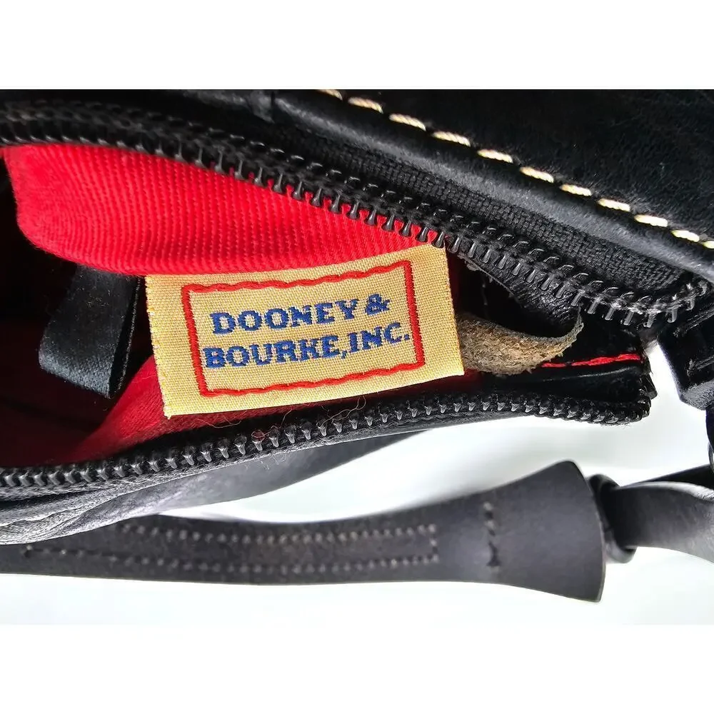 Y2K Dooney & Bourke Black Pebbled Leather Mini East West Slouch Hobo Duck Charm
